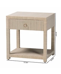 bali & pari Nata 24" Natural Grasscloth 1-Drawer Nightstand
