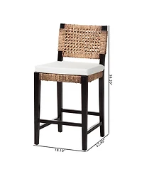 bali & pari Alise 38.2" Mahogany Wood Modern Bohemian Counter Stool