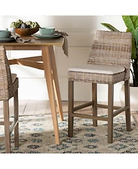 Bali & Pari Toby 38.2" Mahogany Wood Modern Bohemian Counter Stool