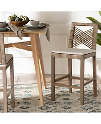 bali & pari Poltak 38.2" Mahogany Wood Modern Bohemian Counter Stool