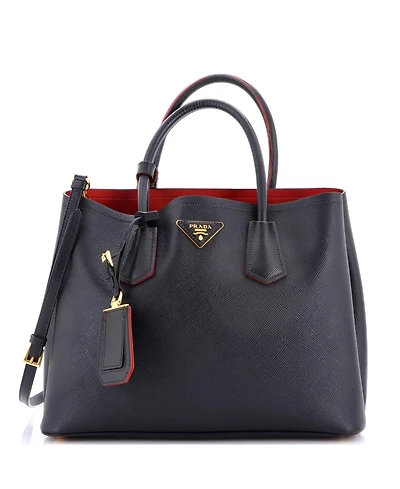 Pre-Owned Prada Medium Cuir Double Tote Saffiano Leather