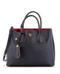 Pre-Owned Prada Medium Cuir Double Tote Saffiano Leather