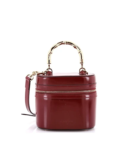 Pre-Owned Gucci Mini Bamboo Top Handle Vanity Shoulder Bag Patent and Metal