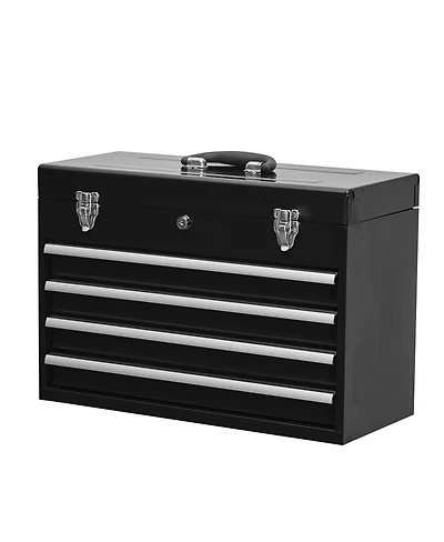 Streamdale Furniture 4-Drawer Portable Metal Tool Chest and Box with Lock