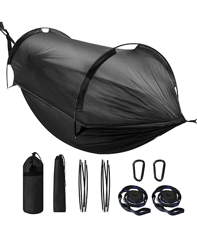 Piscifun Camping Hammock With Mosquito Net Tree Straps Aluminum Rods Portable Lightweight Outdoor Hanging Rest