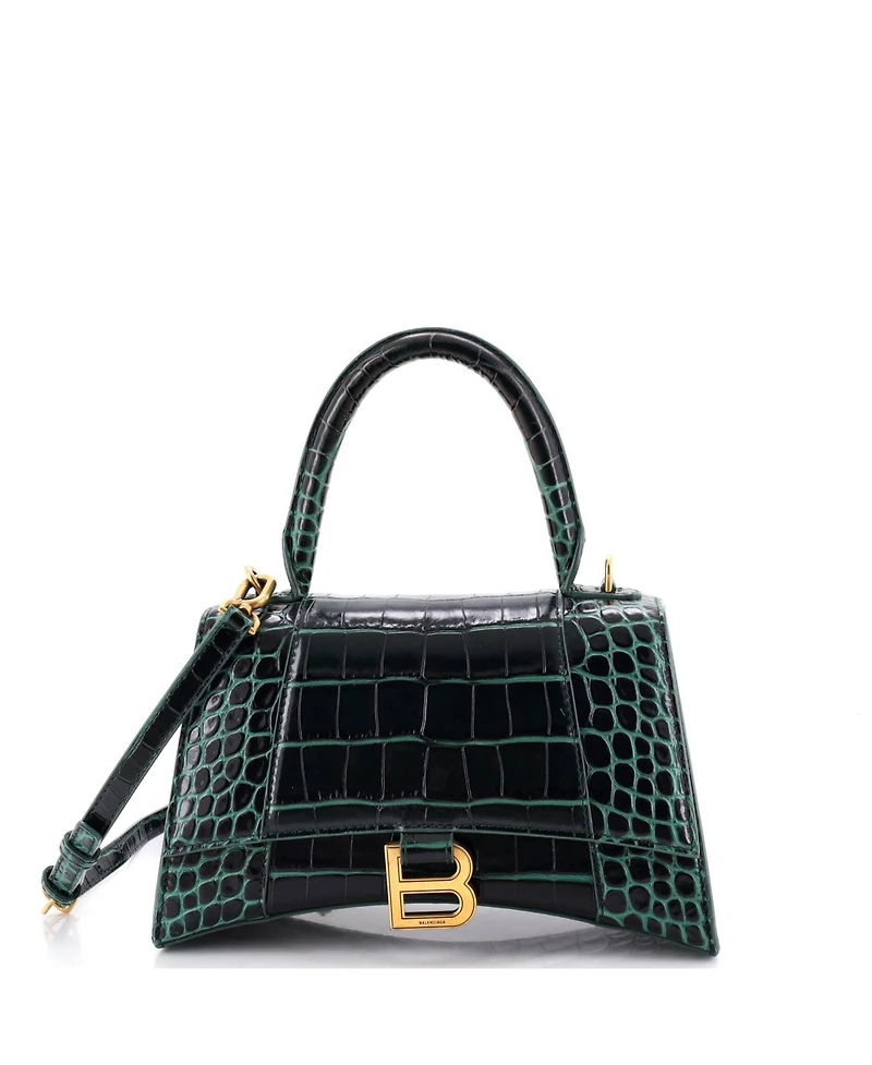 Pre-Owned Balenciaga Small Hourglass Top Handle Bag Embossed Leather