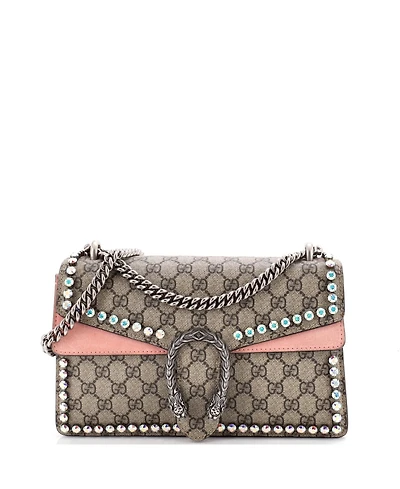 Pre-Owned Gucci Small Dionysus Bag Crystal Embellished Gg Coated Canvas
