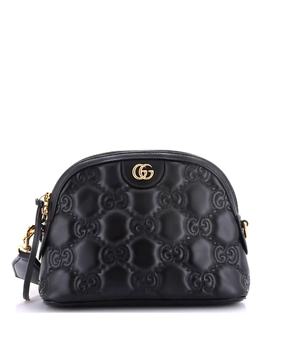 Pre-Owned Gucci Small Dome Chain Zip Shoulder Bag Gg Matelasse Leather