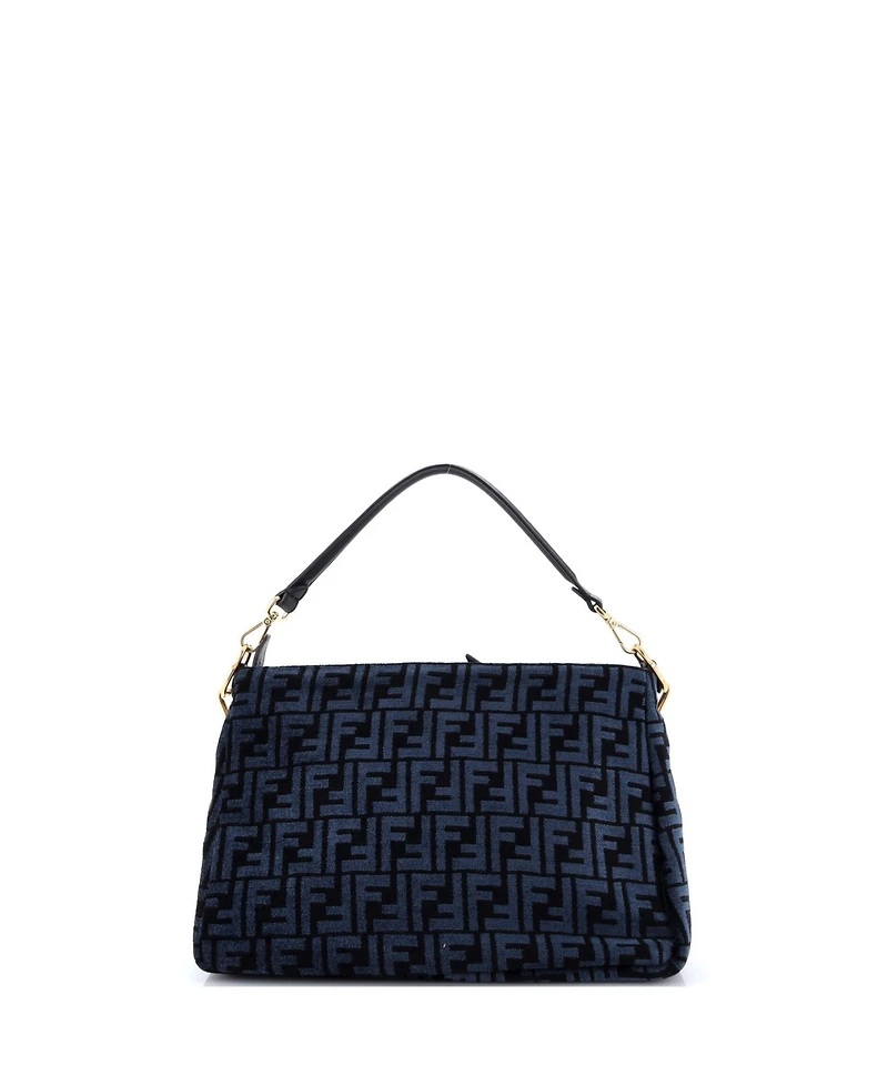 Pre-Owned Fendi O'Lock Zip Shoulder Bag Zucca Chenille