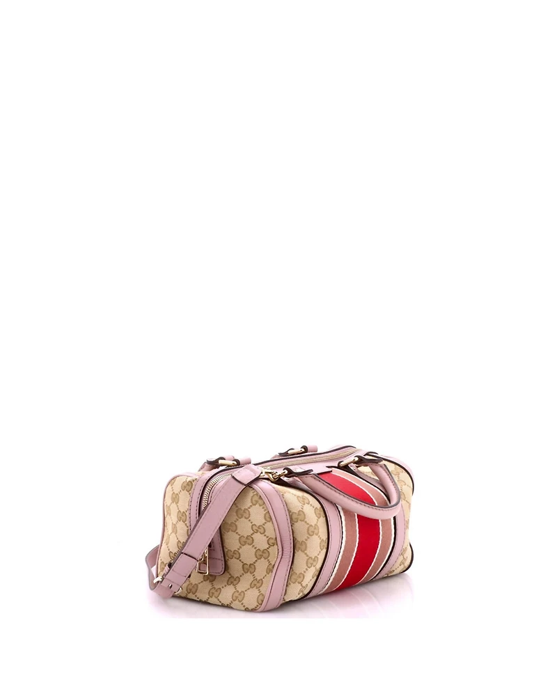 Pre-Owned Gucci Small Vintage Web Boston Bag Gg Canvas