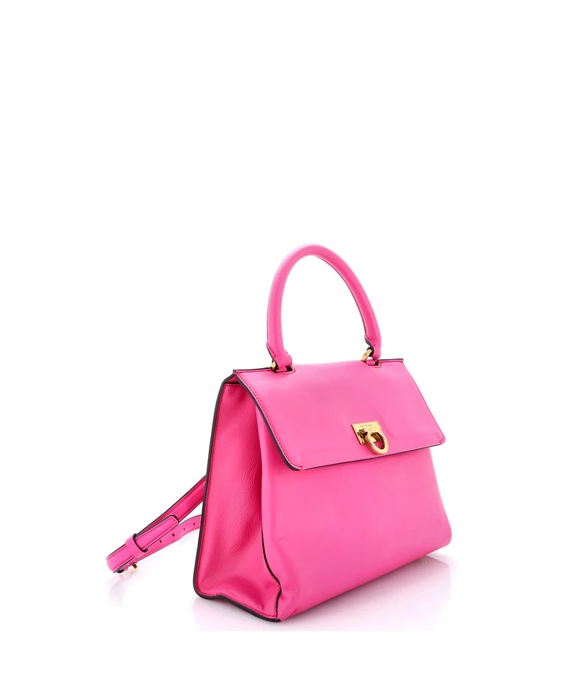 Pre-Owned Salvatore Ferragamo Small Trifolio Top Handle Bag Leather