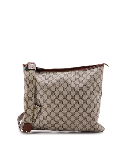 Pre-Owned Gucci Large Web Loop Flat Messenger Gg Coated Canvas