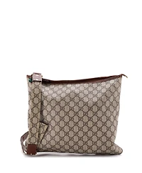 Pre-Owned Gucci Large Web Loop Flat Messenger Gg Coated Canvas