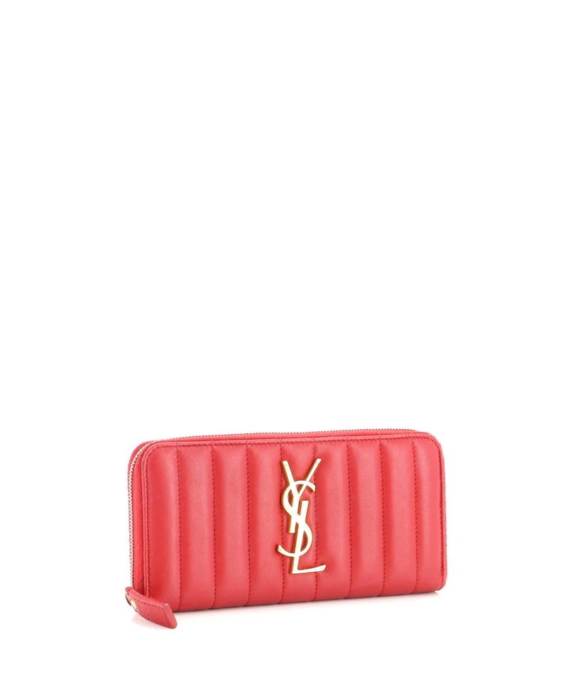Pre-Owned Saint Laurent Long Vicky Zip Wallet Vertical Quilted Leather