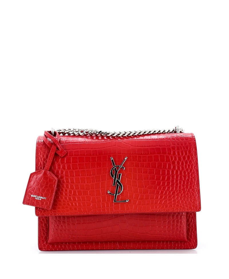 Pre-Owned Saint Laurent Medium Sunset Crossbody Bag Embossed Leather