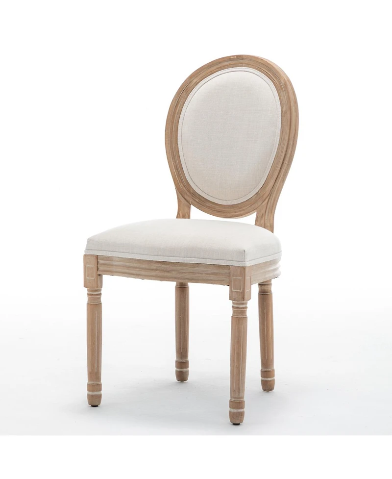 Streamdale Furniture Farmhouse Solid Wood Dining Chairs with Linen Cushions, Set of 2