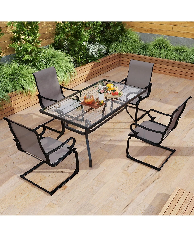 Gymax Patio Dining Chairs Set of 4 C-Spring Motion Patio Chairs With Metal Frame