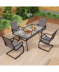 Gymax Patio Dining Chairs Set of 4 C-Spring Motion Patio Chairs With Metal Frame