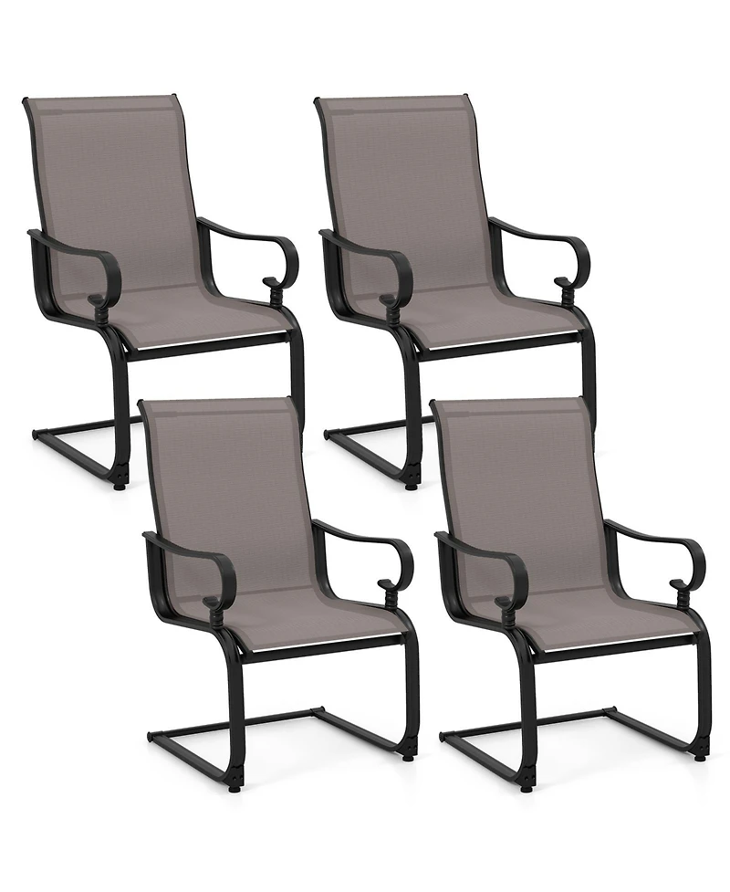 Gymax Patio Dining Chairs Set of 4 C-Spring Motion Patio Chairs With Metal Frame