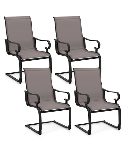 Gymax Patio Dining Chairs Set of 4 C-Spring Motion Patio Chairs With Metal Frame