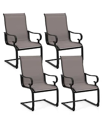 Gymax Patio Dining Chairs Set of 4 C-Spring Motion Patio Chairs With Metal Frame