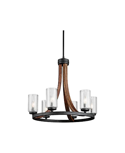 Kichler Grand Bank 25" Wide Metal and Wood Uplight Ring Chandelier