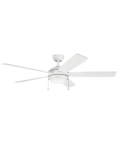 60" Kichler Starkk Matte White Led Ceiling Fan with Pull Chain