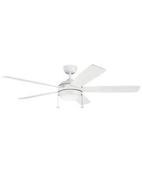 60" Kichler Starkk Matte White Led Ceiling Fan with Pull Chain