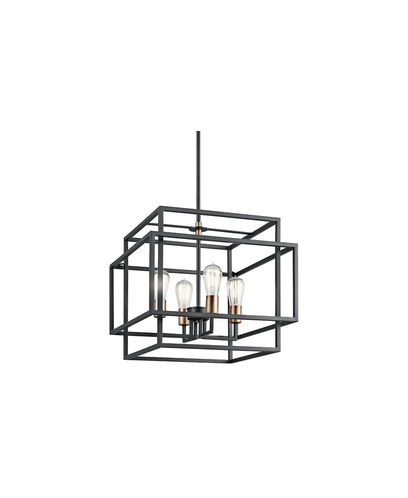 Kichler Taubert 18"W Black Steel Open-Cube 4-Light Pendant