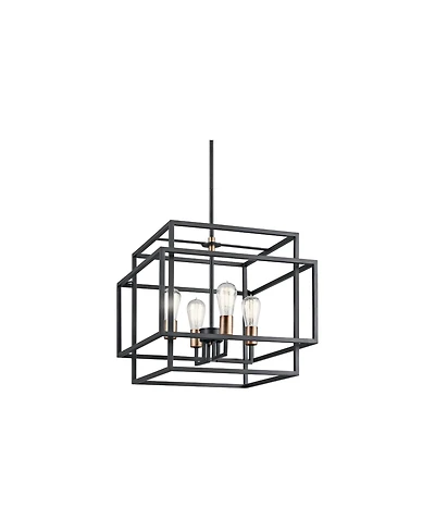 Kichler Taubert 18"W Black Steel Open-Cube 4-Light Pendant