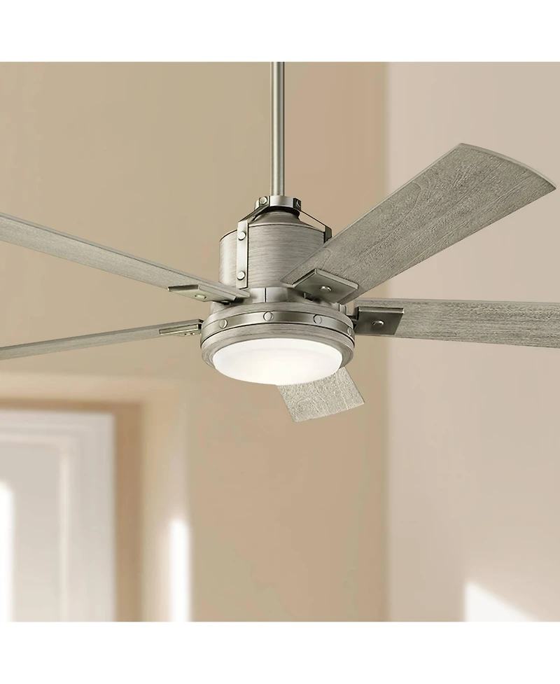 52" Kichler Colerne Brushed Nickel Led Ceiling Fan with Wall Control