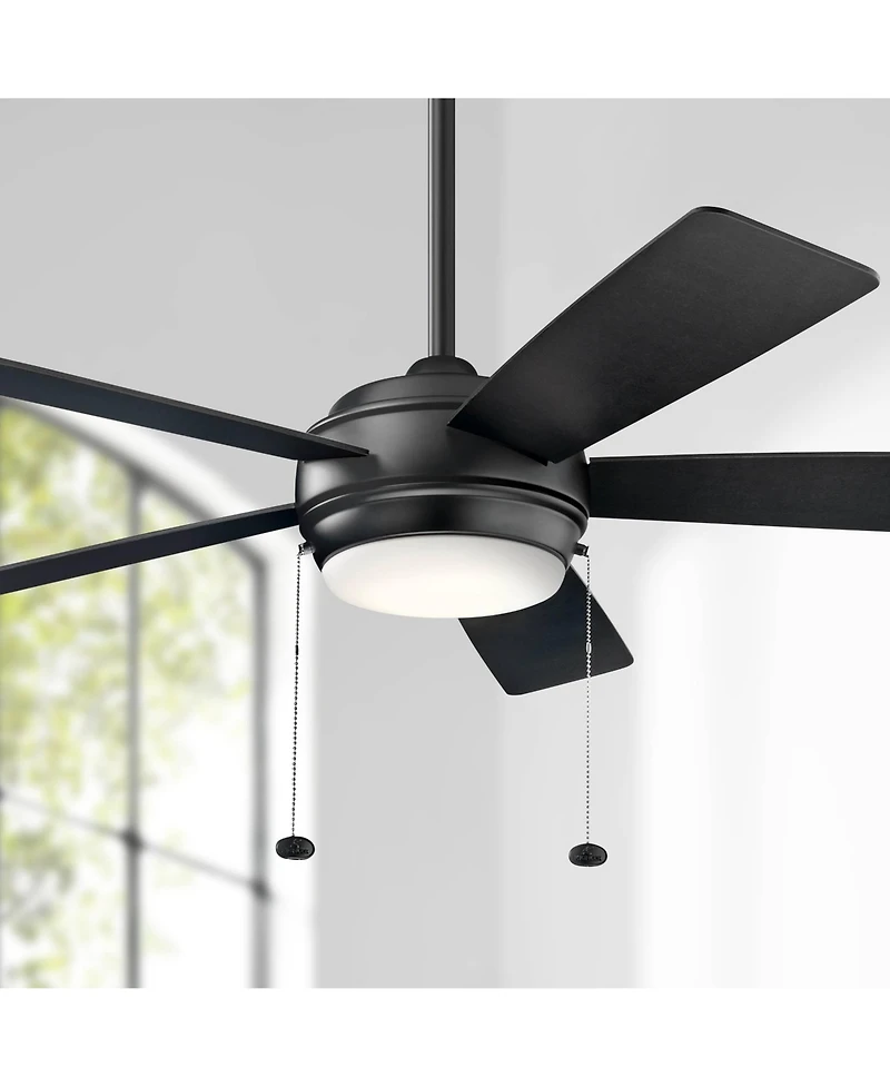52" Kichler Starkk Satin Black Modern Pull Chain Led Ceiling Fan