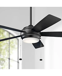 52" Kichler Starkk Satin Black Modern Pull Chain Led Ceiling Fan