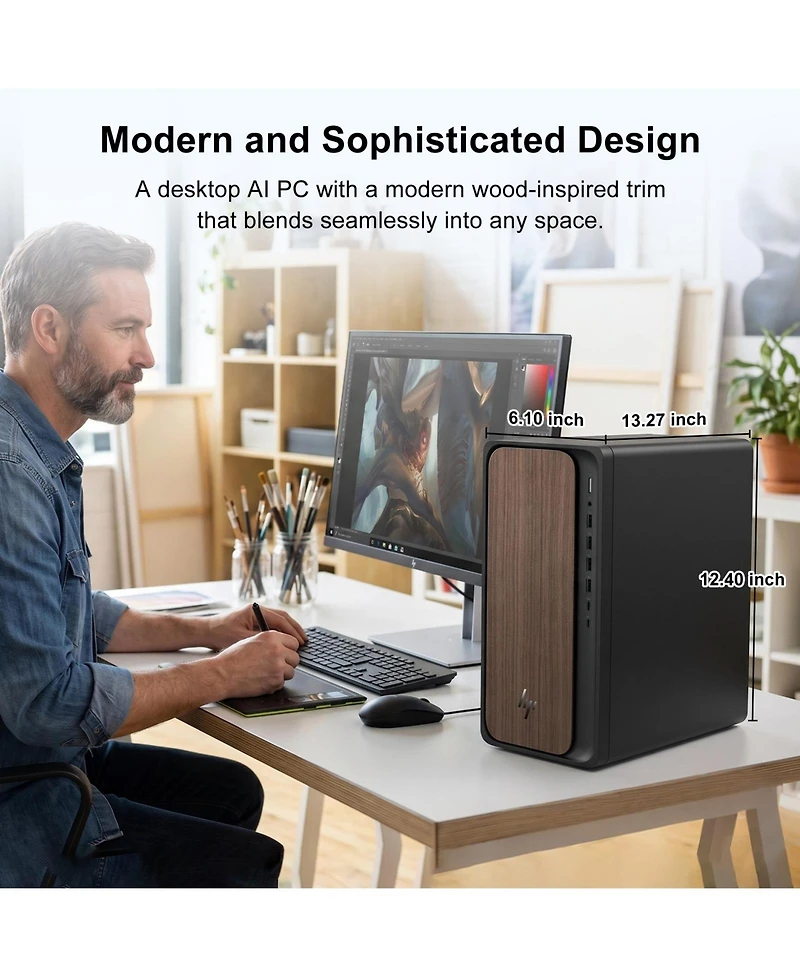 Hp OmniDesk Tower Desktop, Intel Core Ultra 5 225, Intel Graphics, 16GB DDR5, 2TB Ssd, Wi-Fi 6, Win11 Home, Black