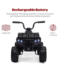 12V Kids Electric Ride On Atv Quad Car, 4 Wheeler Toy Vehicle with Anti Slip Treaded Wheels, Safe Ride On Toy for Boys Girls, Birthday Holiday Gift