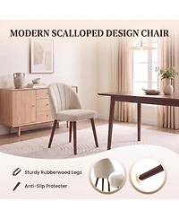 Dining Chairs Set of 4, Modern Upholstered Fabric Kitchen Chairs, Curved High Back, Thick Padded Seat and Wooden Frame, Side Chairs for Restaurant
