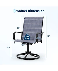 Swivel Patio Dining Chairs Set of 4, High Back Patio Seating with Curved Armrests, Rust Proof Metal Frame for Backyard, Porch, Poolside
