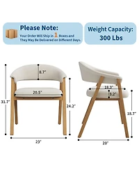 Dining Chairs Set of 4, Chenille Armchair, Upholstered Kitchen Chairs Wooden Legs Curved Backrest, Modern Chair for Dining Room Kitchen Living Room