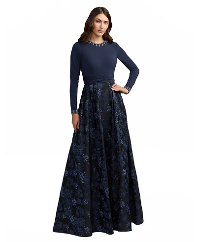 Mac Duggal Petite Embellished Brocade Floral Ball Gown