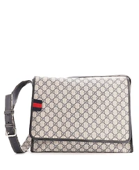 Pre-Owned Gucci Large Web Loop Messenger Gg Coated Canvas