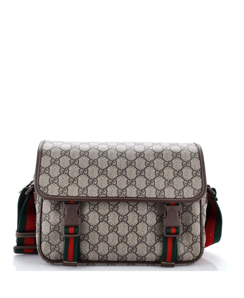Pre-Owned Gucci Small Web Buckle Messenger Bag Gg Coated Canvas