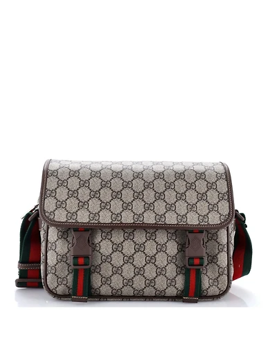 Pre-Owned Gucci Small Web Buckle Messenger Bag Gg Coated Canvas