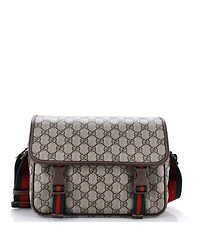 Pre-Owned Gucci Small Web Buckle Messenger Bag Gg Coated Canvas