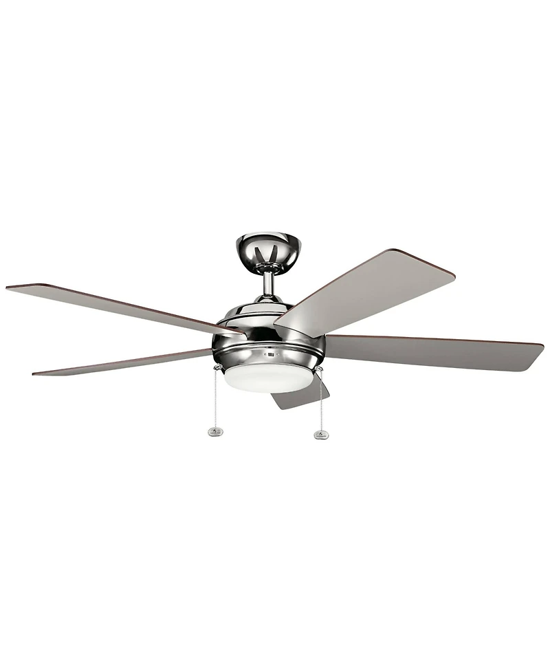 52" Kichler Starkk Polished Nickel Led Ceiling Fan with Pull Chain