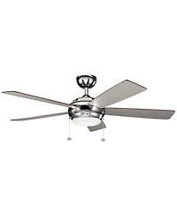 52" Kichler Starkk Polished Nickel Led Ceiling Fan with Pull Chain