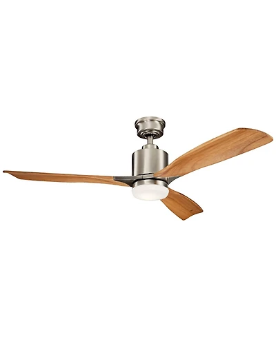 52" Kichler Ridley Ii Steel and Oak Led Ceiling Fan with Wall Control