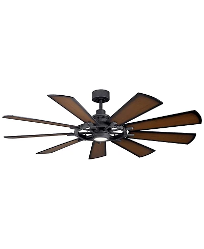 65" Kichler Gentry Distressed Black Led Ceiling Fan