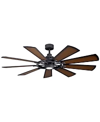 65" Kichler Gentry Distressed Black Led Ceiling Fan