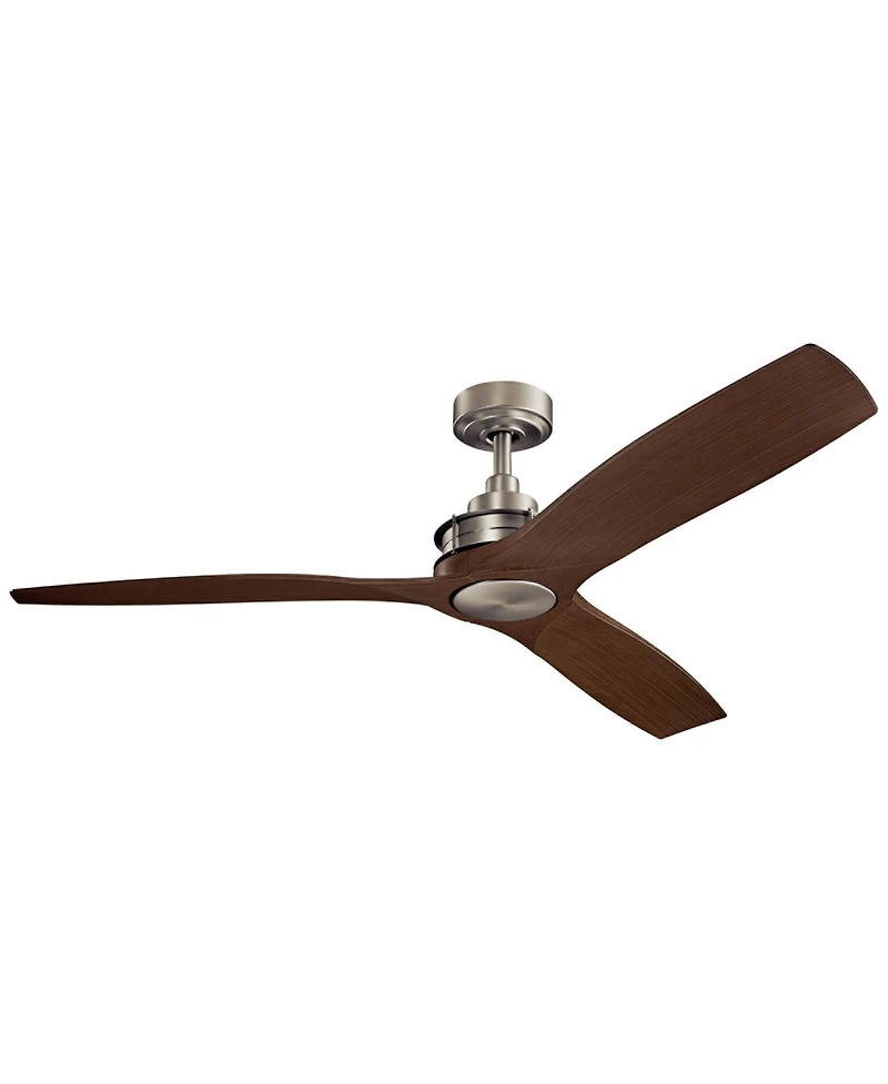 56" Kichler Ried Brushed Nickel Walnut Ceiling Fan with Wall Control