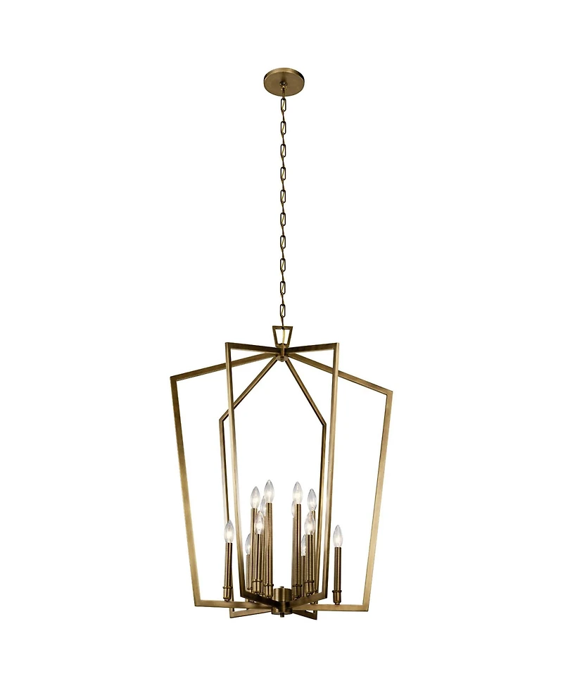 Kichler Abbotswell 30" Modern Natural Brass 12-Light Foyer Chandelier
